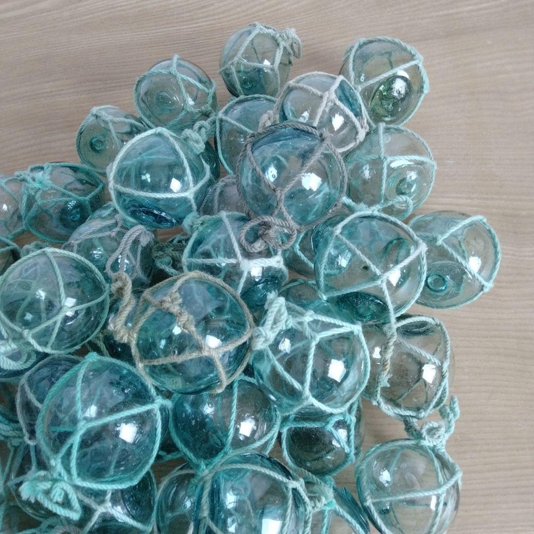 ガラス浮き球　浮き玉　ガラス玉　５０個セット　網紐付き