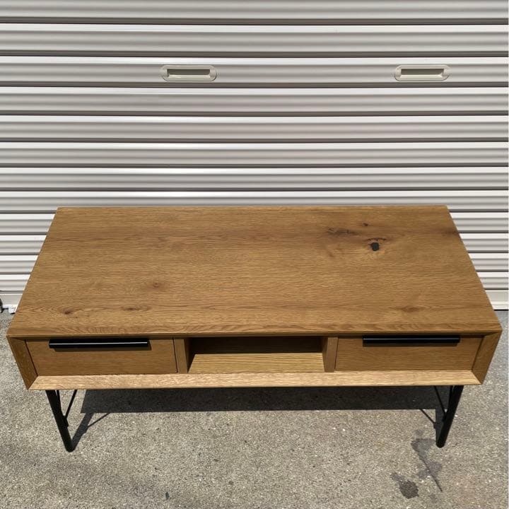【福岡市内限定】天然木 ヴィンテージ風 ローテーブル 引き出し付き
