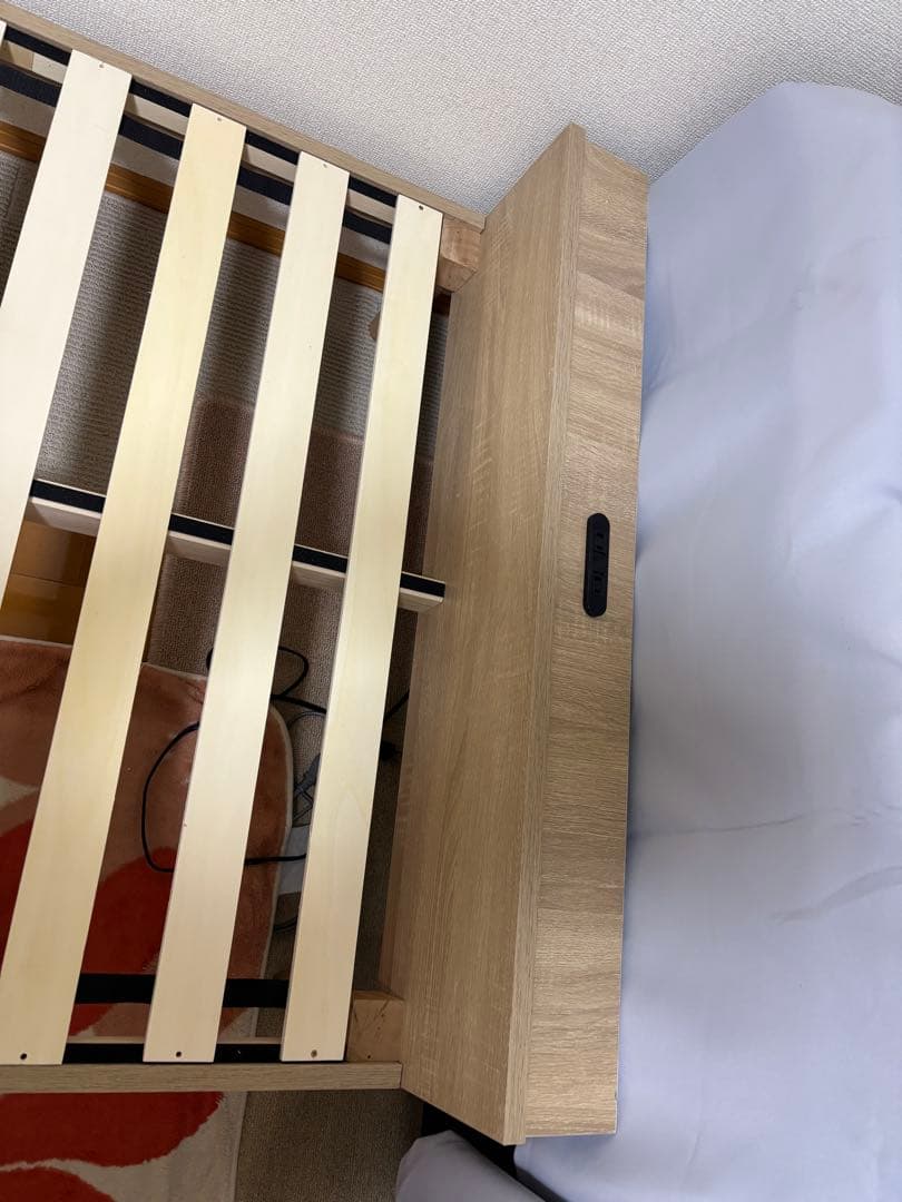 すのこ ベッドフレーム シングル ヘッドボード コンセント付