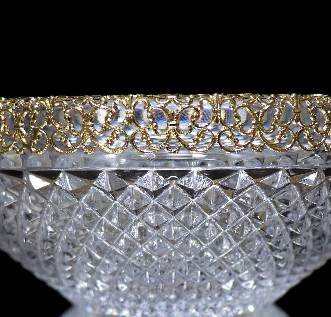 オールド・バカラ 稀少名品 金装飾切子硝子 小鉢 ボウル ディアマンビゾー 向付