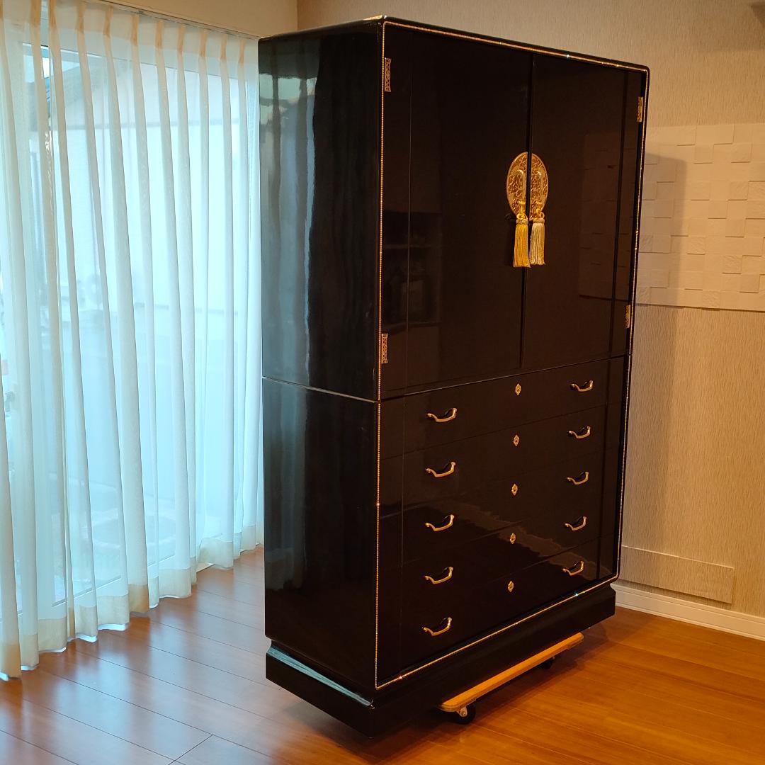 〈希少〉フランスミラー　キャビネット　箪笥　着物箪笥　房飾り　観音開き