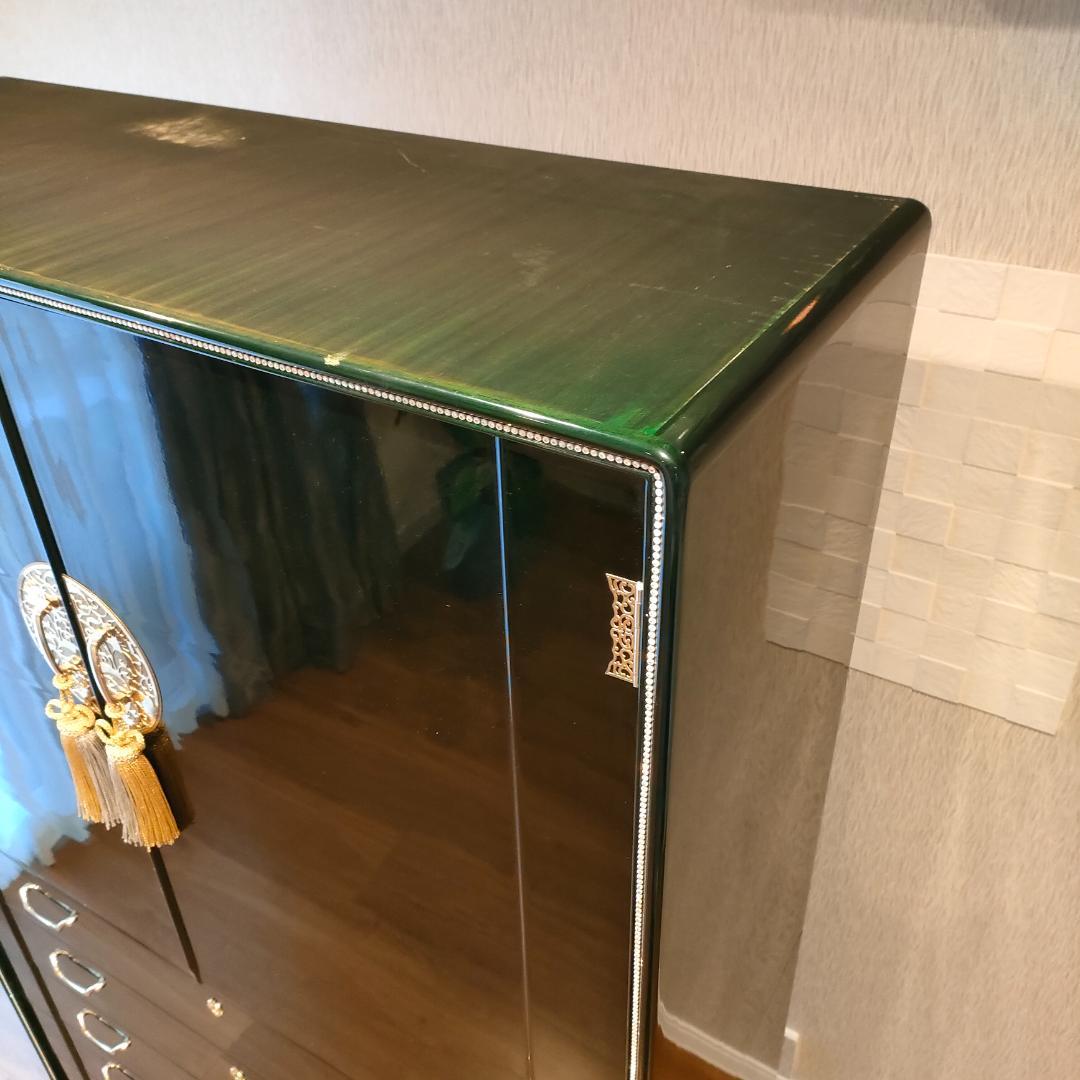 〈希少〉フランスミラー　キャビネット　箪笥　着物箪笥　房飾り　観音開き