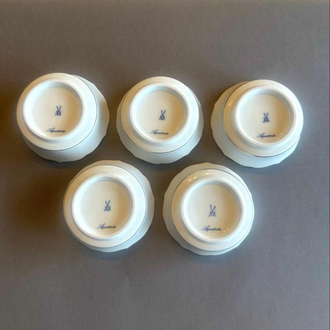 マイセンMeissen◇歴代剣マーク　金彩小皿　５枚セット◇アクアティンタ