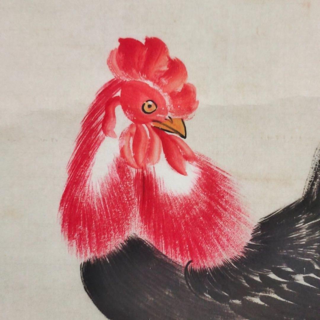 【特価】齐白石《百財図》中堂 掛け軸｜白菜 鶏 吉祥画｜中国書画