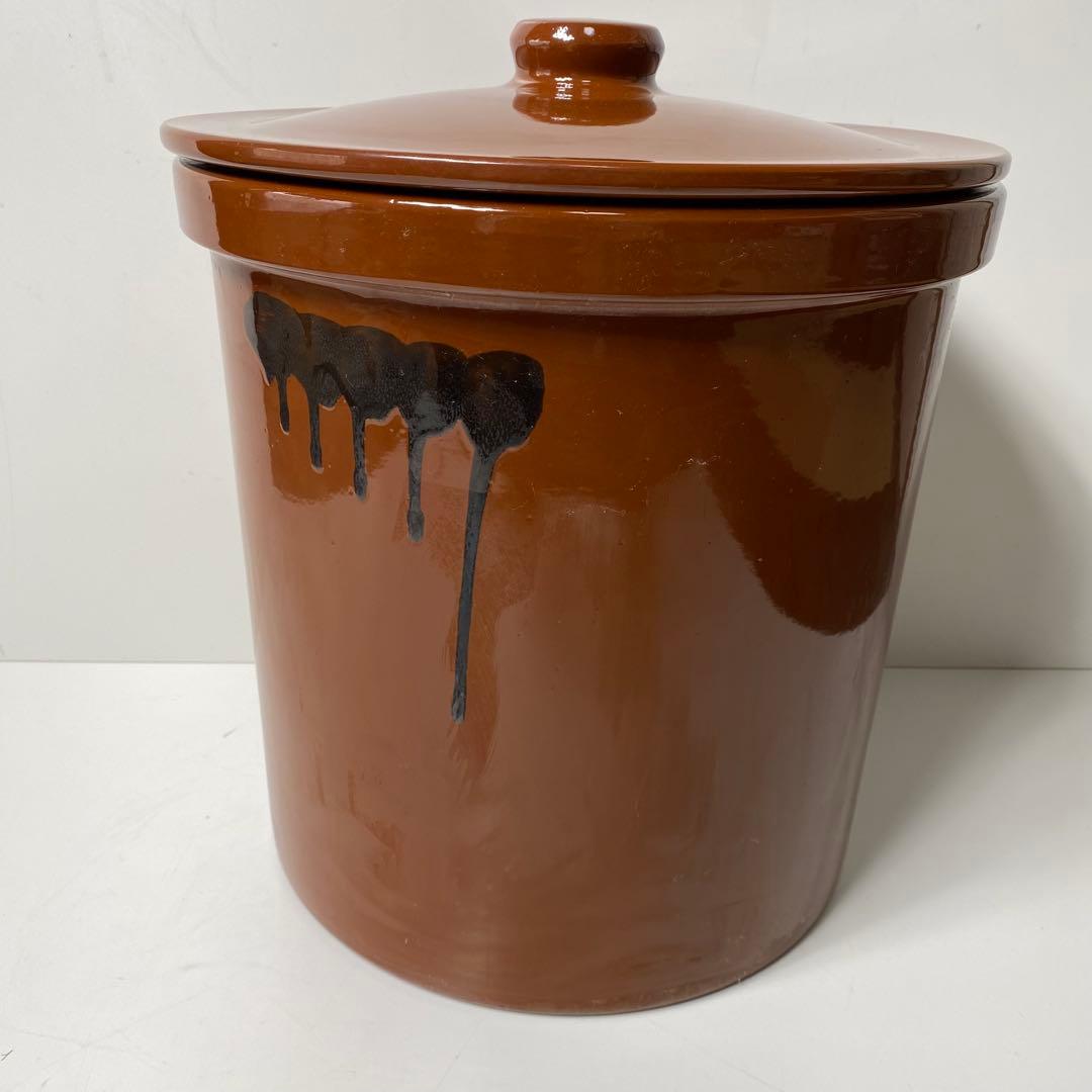 【超稀少品・未使用品】　常滑焼 久松窯 切立 蓋付き 10号　漬物桶　梅干し壺