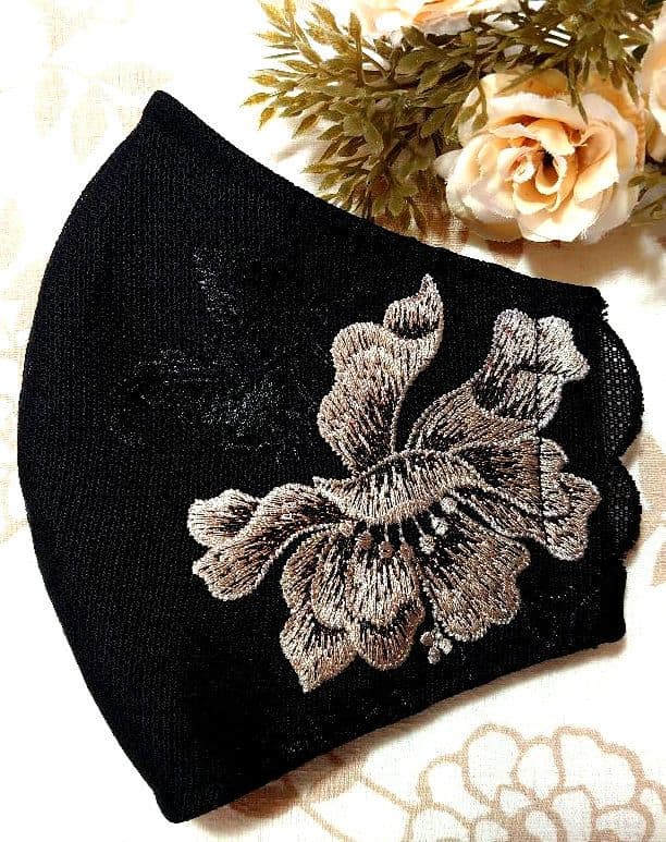 No．4023 ラメ入り花柄チュールレース♡ハンドメイドマスク - メルカリ