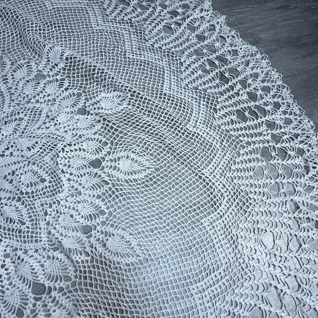 レトロ アンティーク 総刺繍 レースドイリー テーブル ラウンド 白