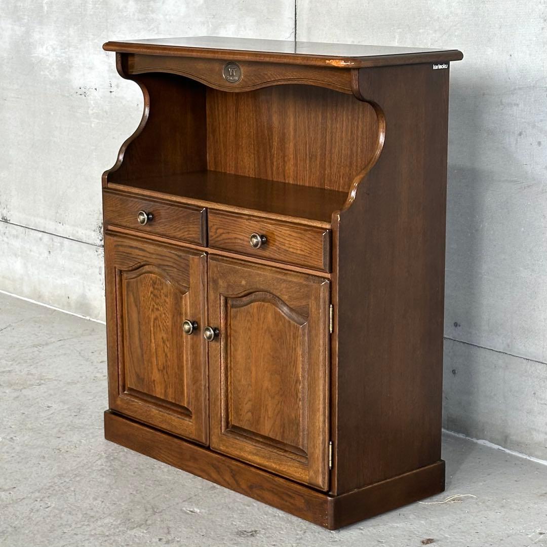 カリモク コロニアル 電話台 FAX台 引き出し2杯 観音扉付き収納ヨークタウン