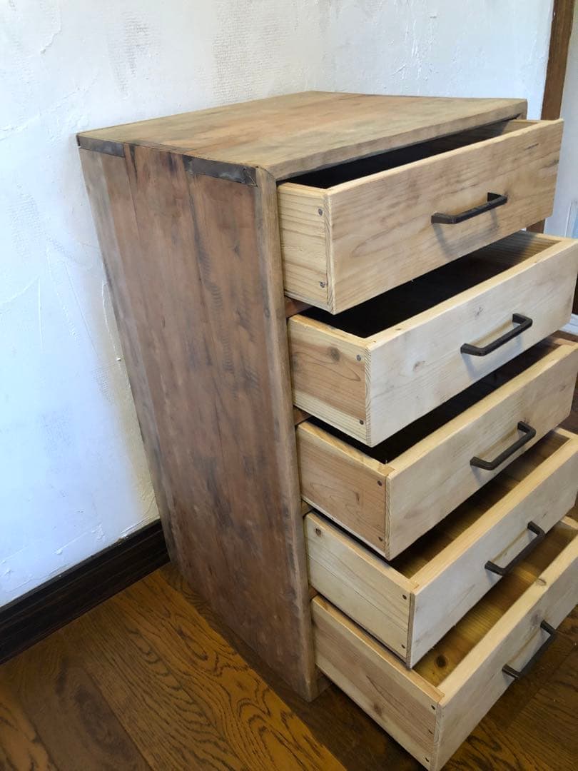■レトロ■古い木の５杯引き出し小箪笥　収納