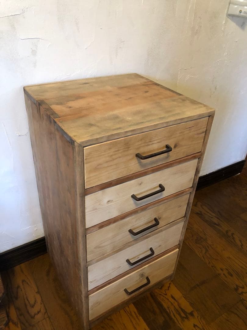 ■レトロ■古い木の５杯引き出し小箪笥　収納