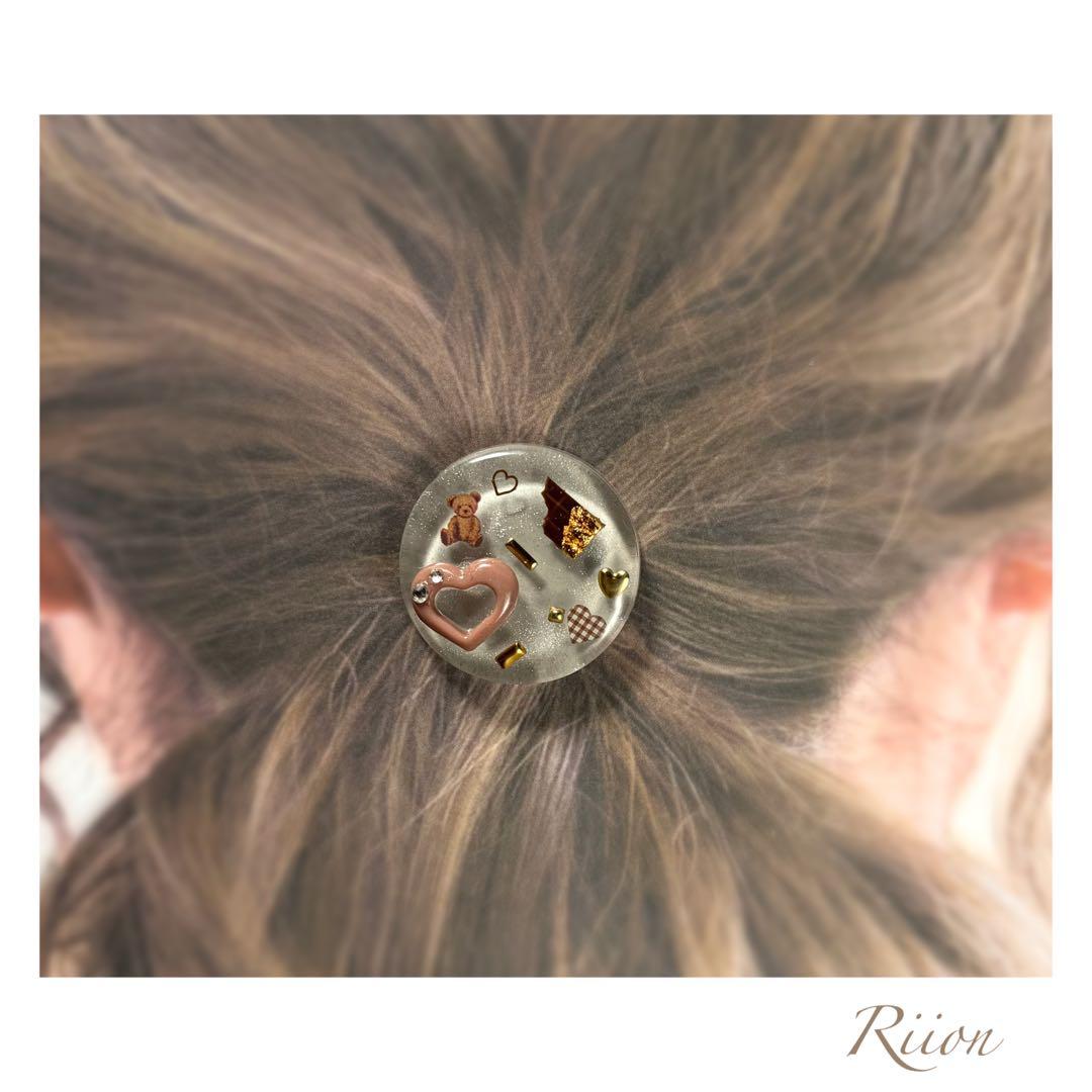 no.1115♡V・デーデザインレジンヘアゴム♡ビター板チョコ・立体♡