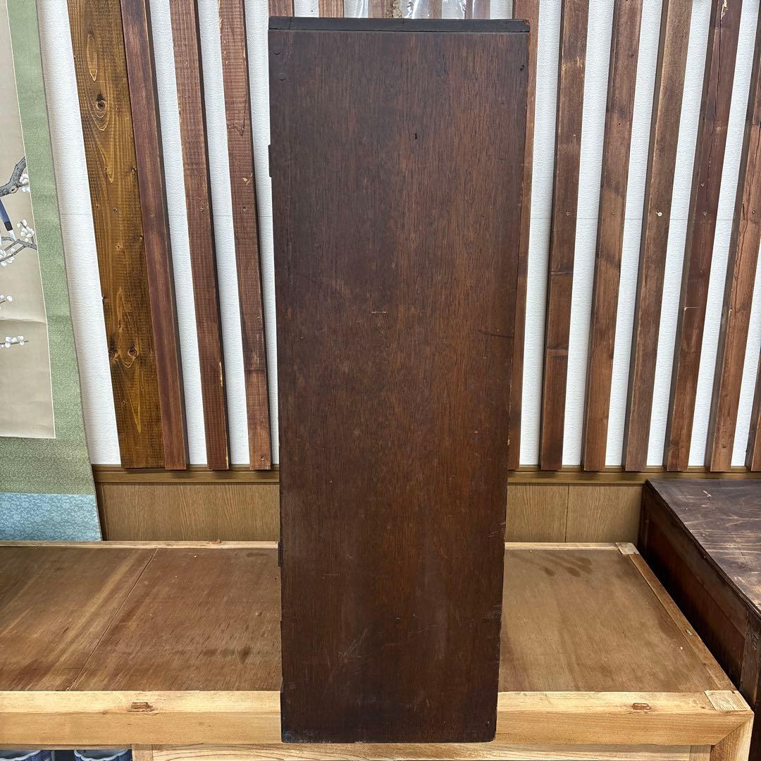 古い木製 ガラス扉キャビネット 古家具 飾り棚 収納棚 【送料込み】