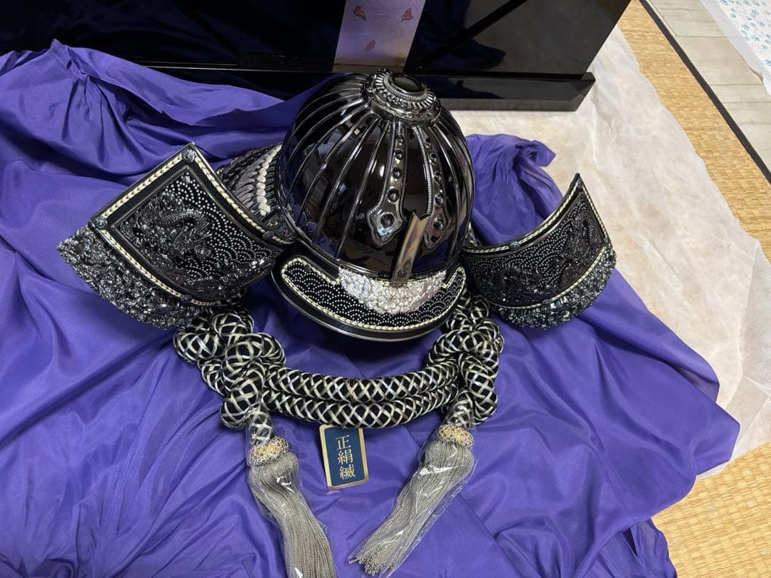 こどもの日 五月人形 祐月 着用収納兜 上杉謙信 銀 13号 節句