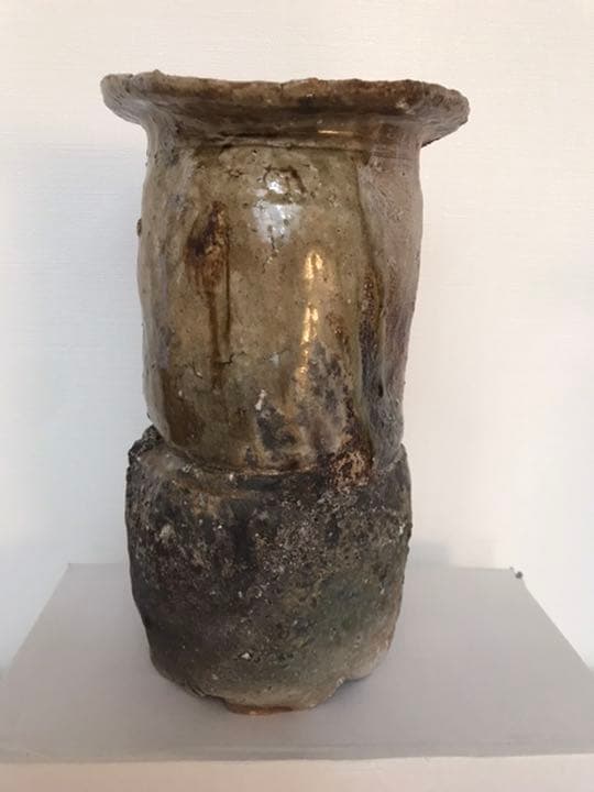 寺垣外窯 杉本貞光作 信楽 花入 共箱(在銘、作家物、花瓶)備前焼 本物