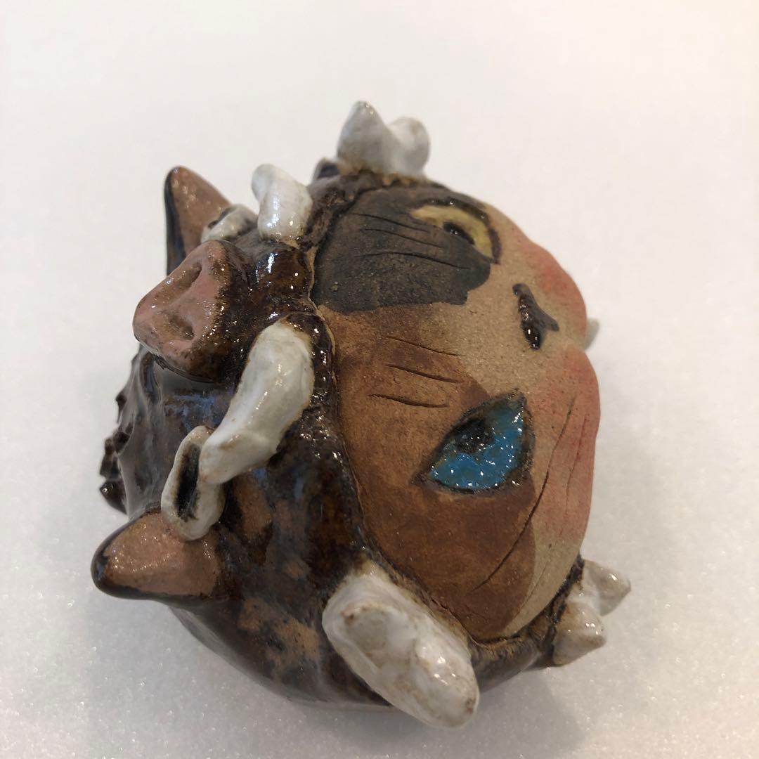 【新品】人気作家 岡村洋子 猫かぶりシリーズ 猪 置物 焼き物
