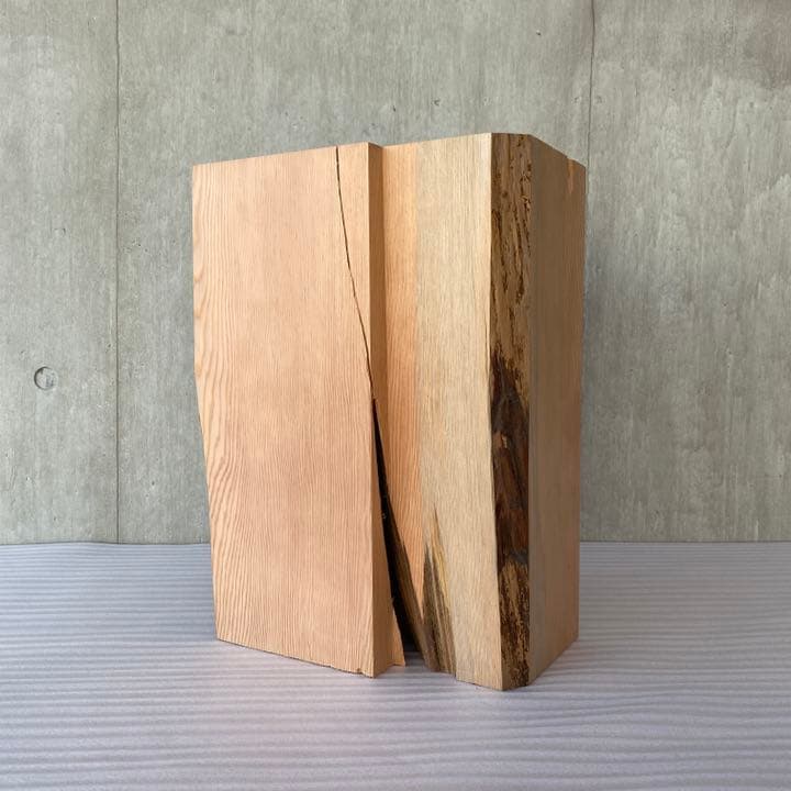 米松の変形直方体のディスプレイ置物(平中) -1