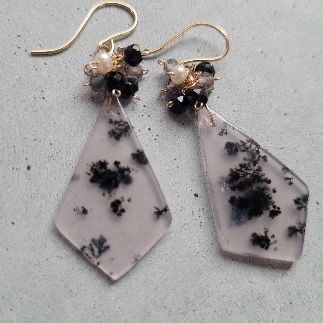 のんたん様 デンドライトアゲート ピアス