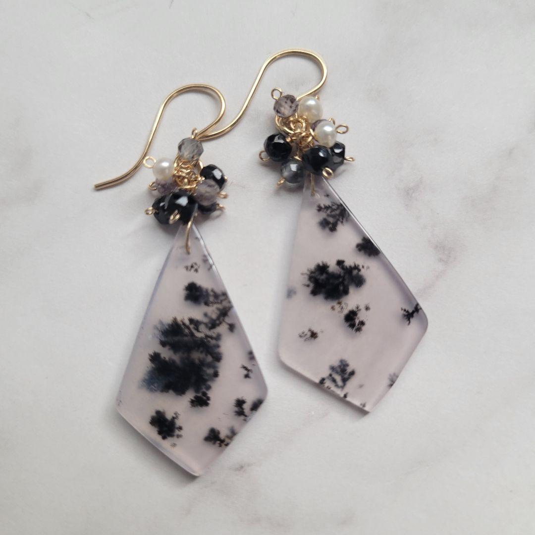 のんたん様 デンドライトアゲート ピアス