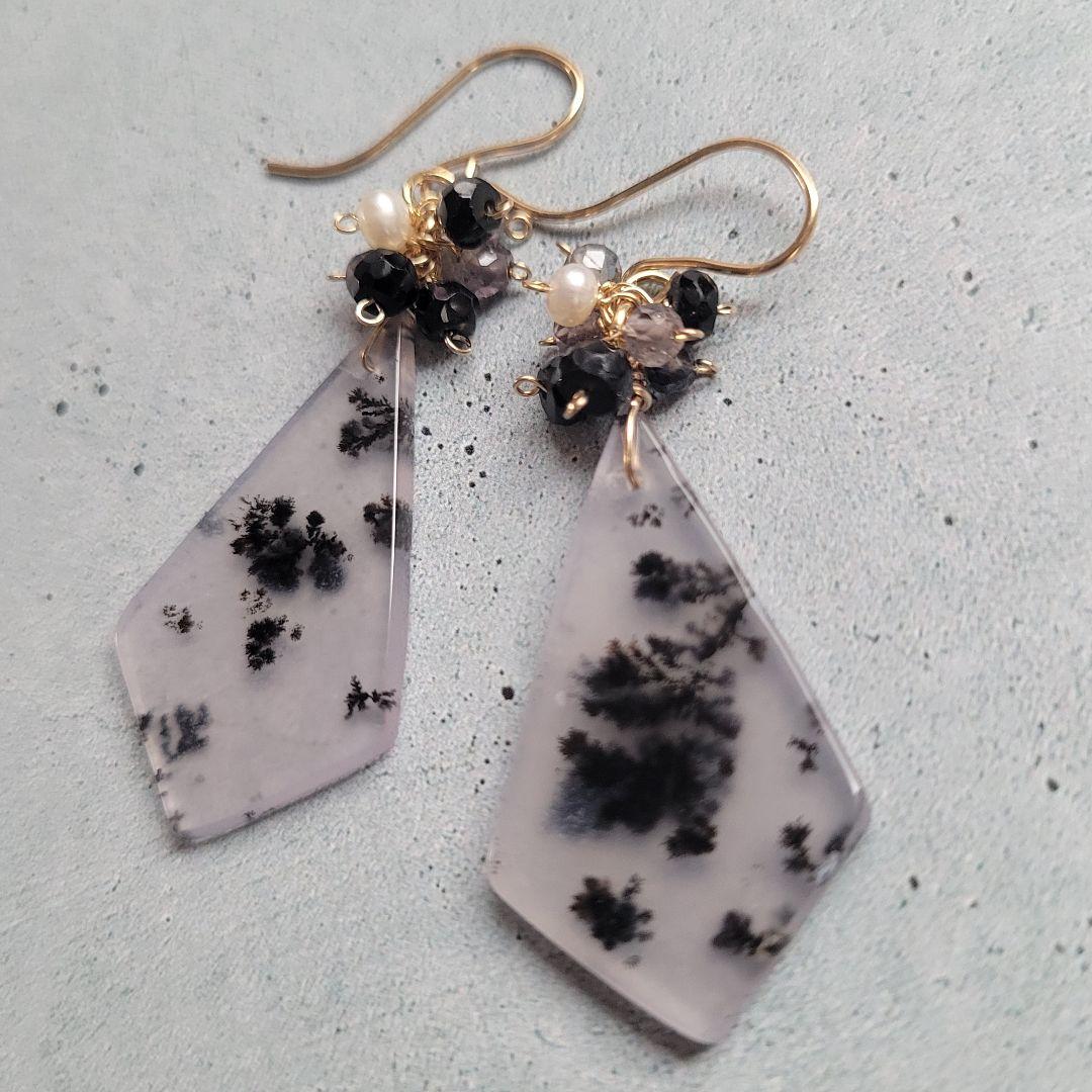 のんたん様 デンドライトアゲート ピアス