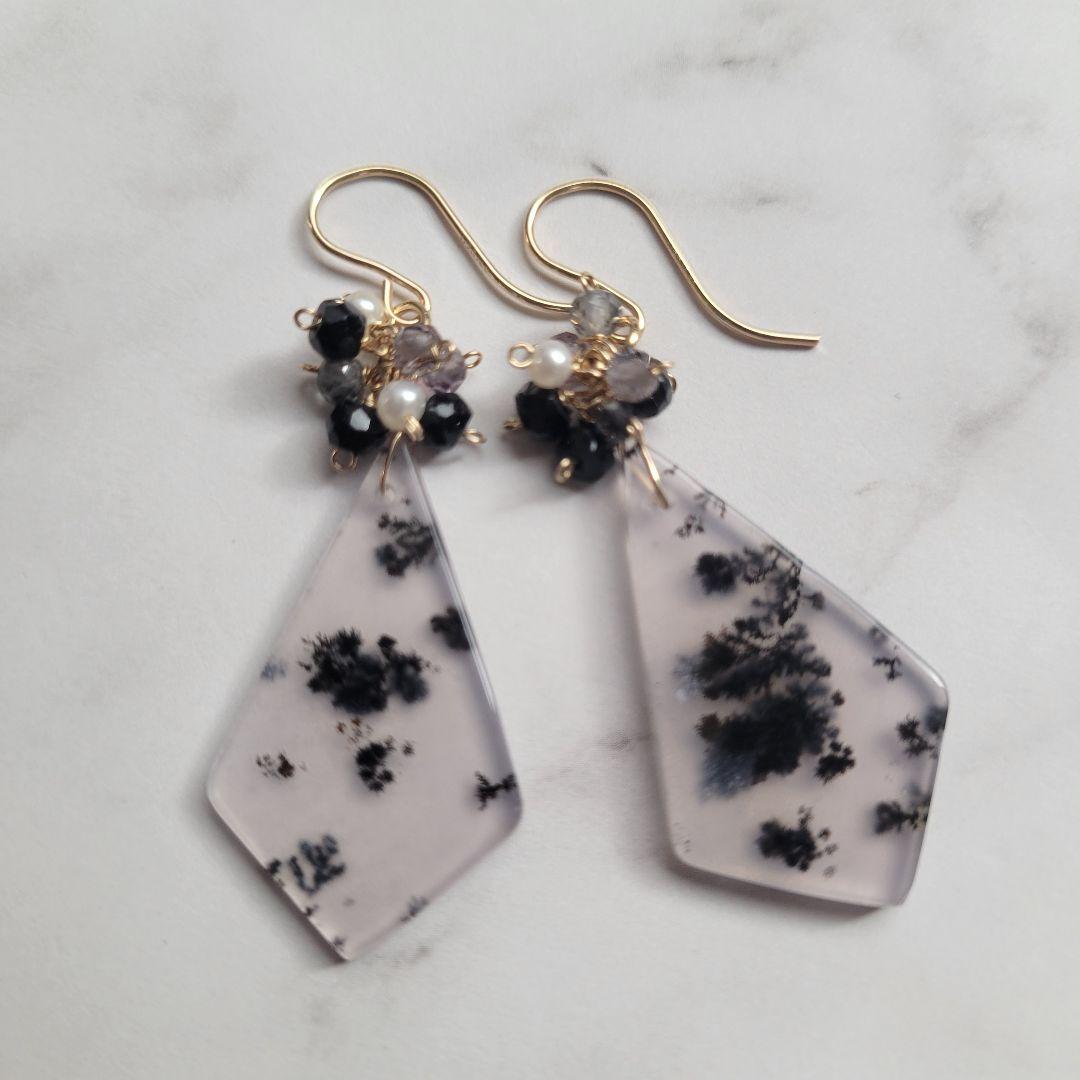 のんたん様 デンドライトアゲート ピアス