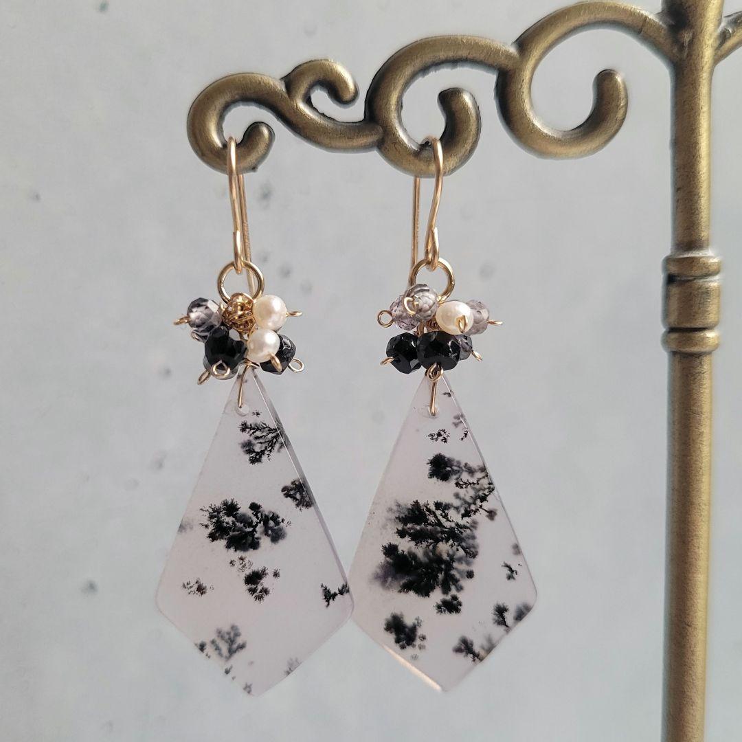 のんたん様 デンドライトアゲート ピアス