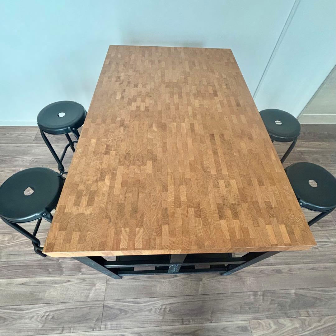 IKEA アイランドキッチン　カスタム　テーブル　スツール4脚　引き取り限定