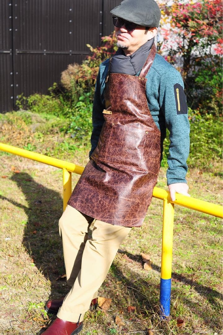 本革　エプロン　美容師向け　DIYバーベキュー