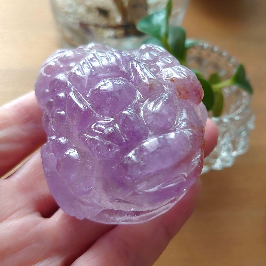 ライモライトインラベンダーアメジスト　銭蛙　素敵な逸品