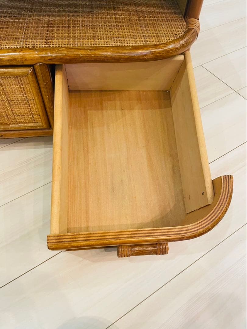 ヴィンテージ ラタン テレビラック 籐家具 収納 昭和レトロ