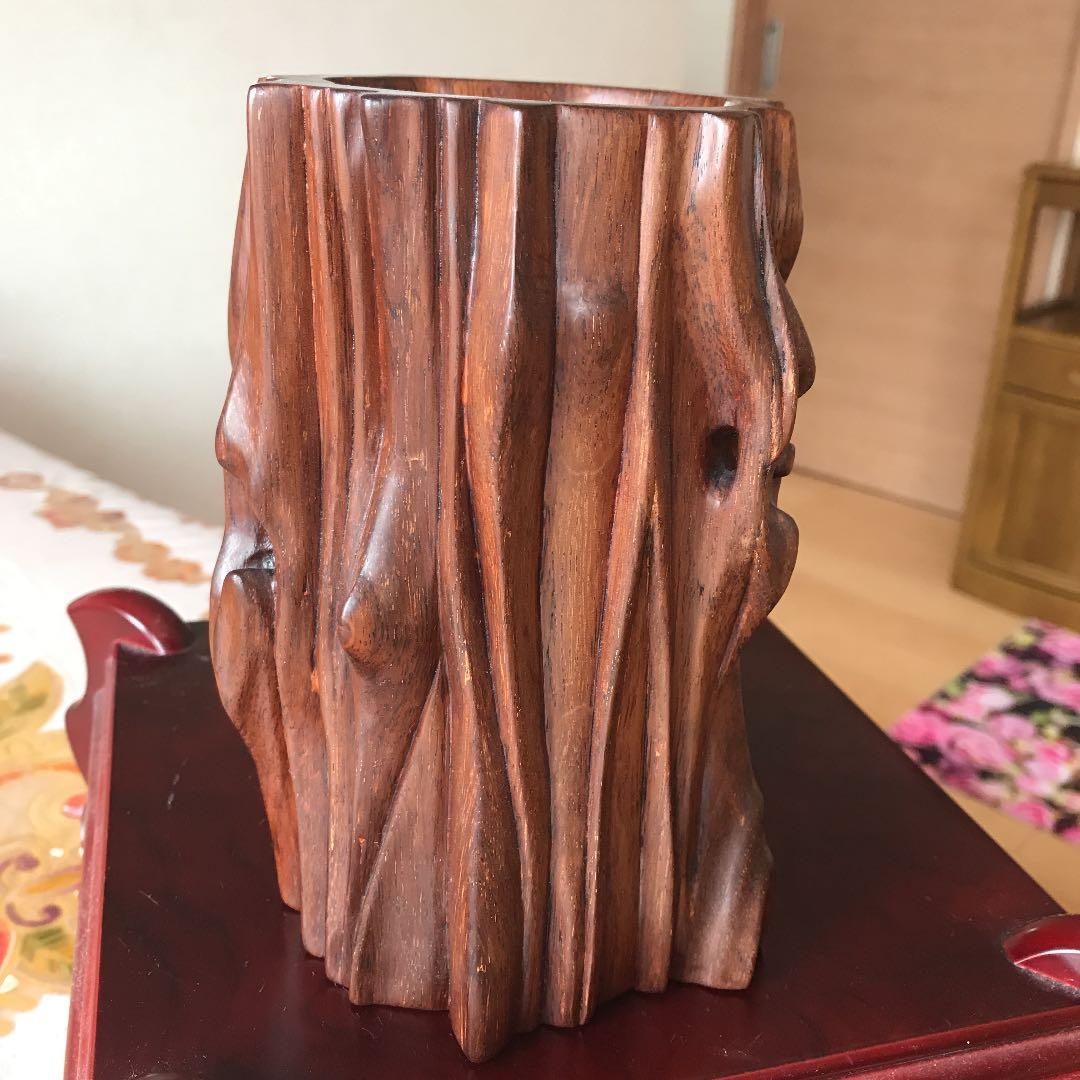 中国古玩　天然木　 唐木瘤木　花梨　黄花梨　筆筒　古物