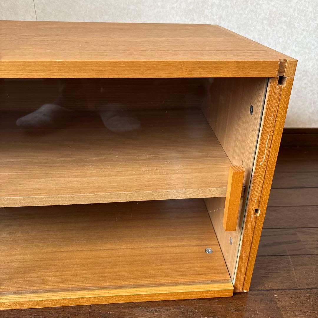 【良品】無印良品 ステンレスユニットシェルフ 用 収納 ボックス ガラス引き戸