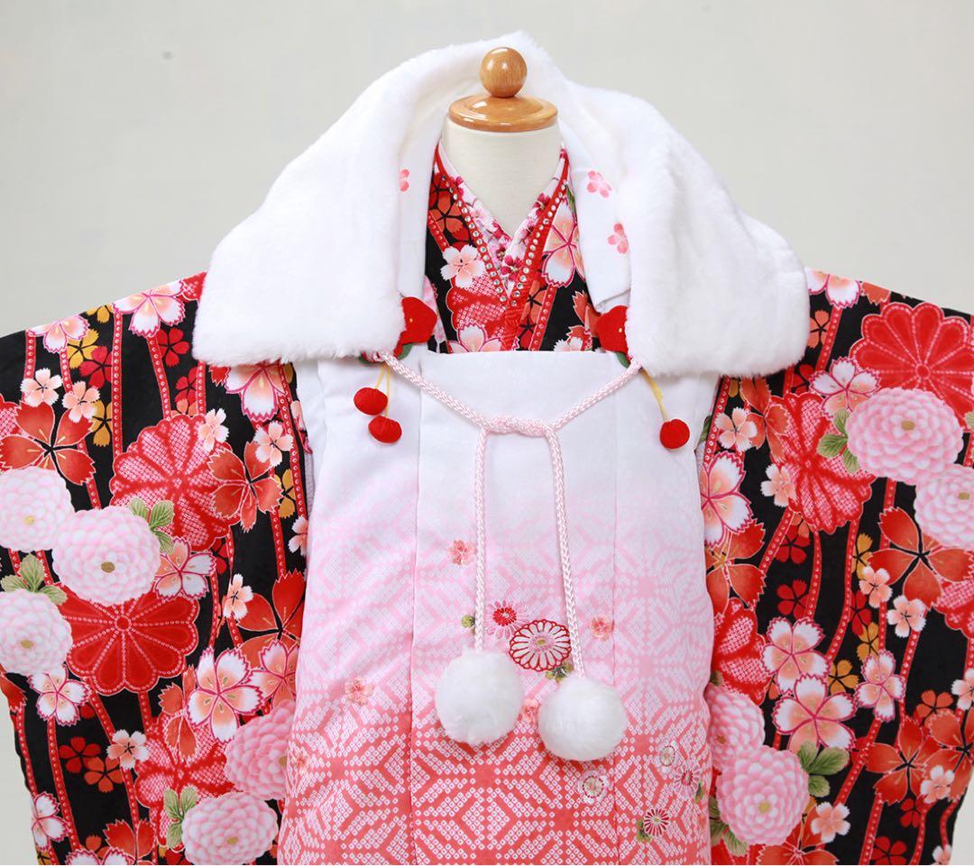 七五三用 赤と黒の花柄RYOKO KIKUCHI