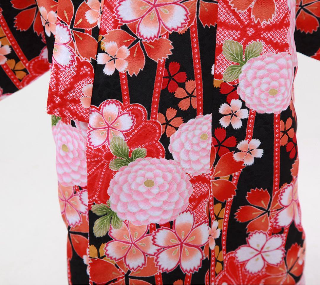 七五三用 赤と黒の花柄RYOKO KIKUCHI