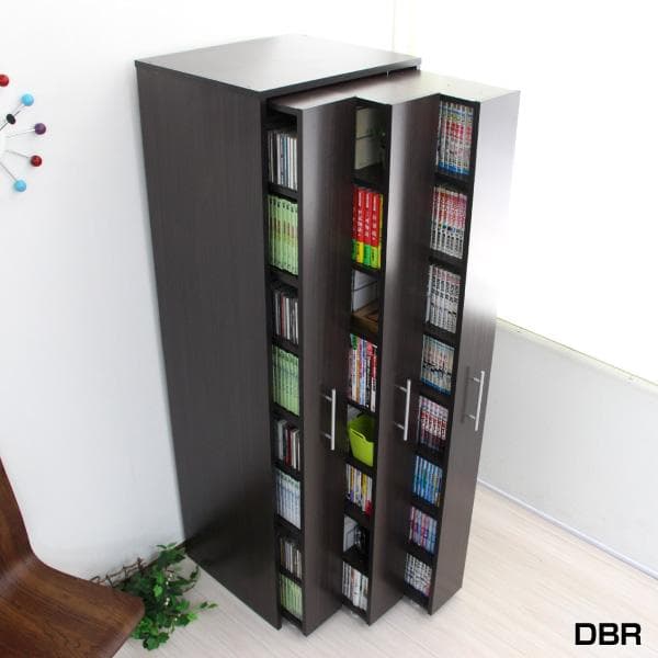 《新品・送料無料》本棚 3連 スリムラック ハイタイプ ブックシェルフ ブラウン