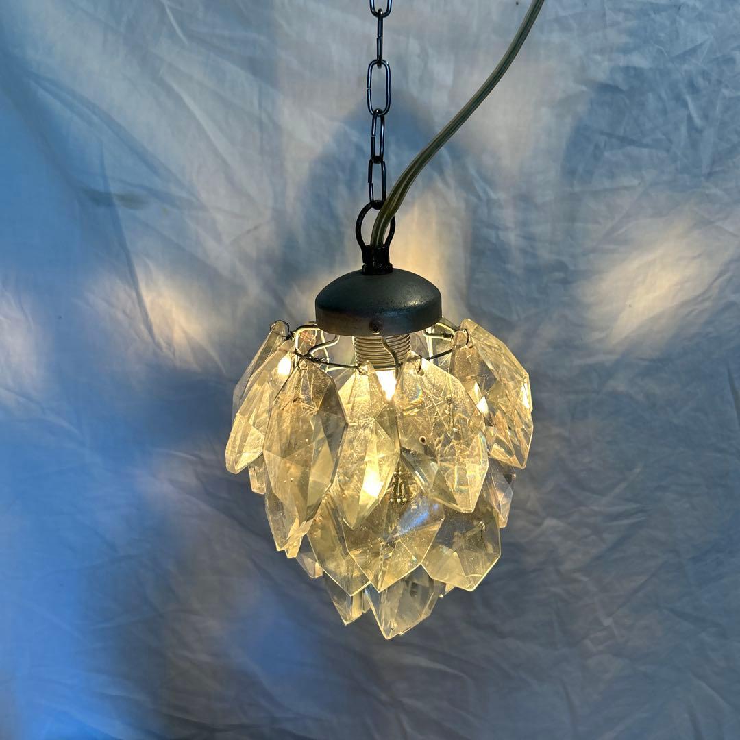 希少　ビィンテージ　ヒマラヤランプ　ガラスパーツ　照明　氷河　気泡　電球付