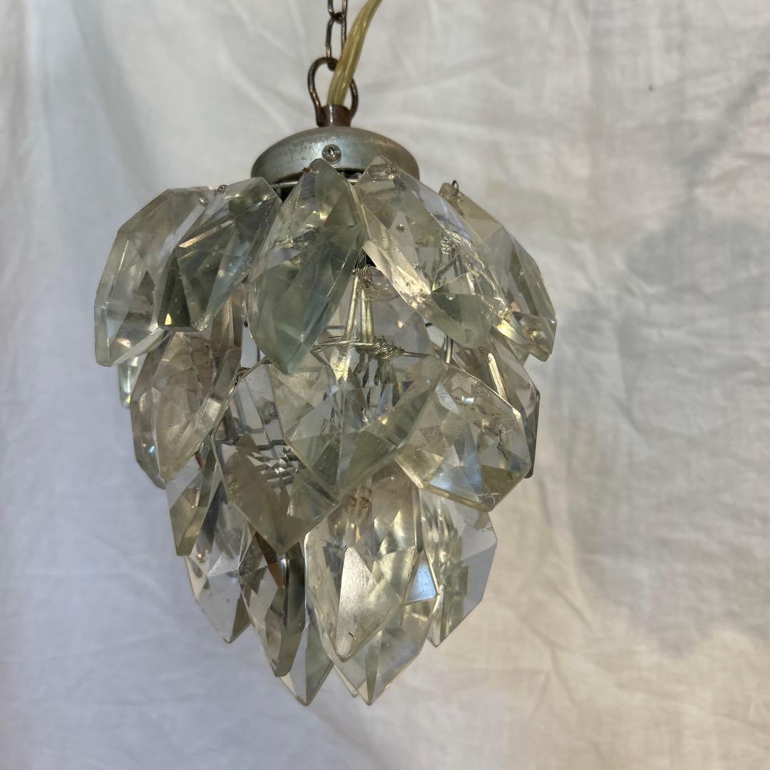 希少　ビィンテージ　ヒマラヤランプ　ガラスパーツ　照明　氷河　気泡　電球付