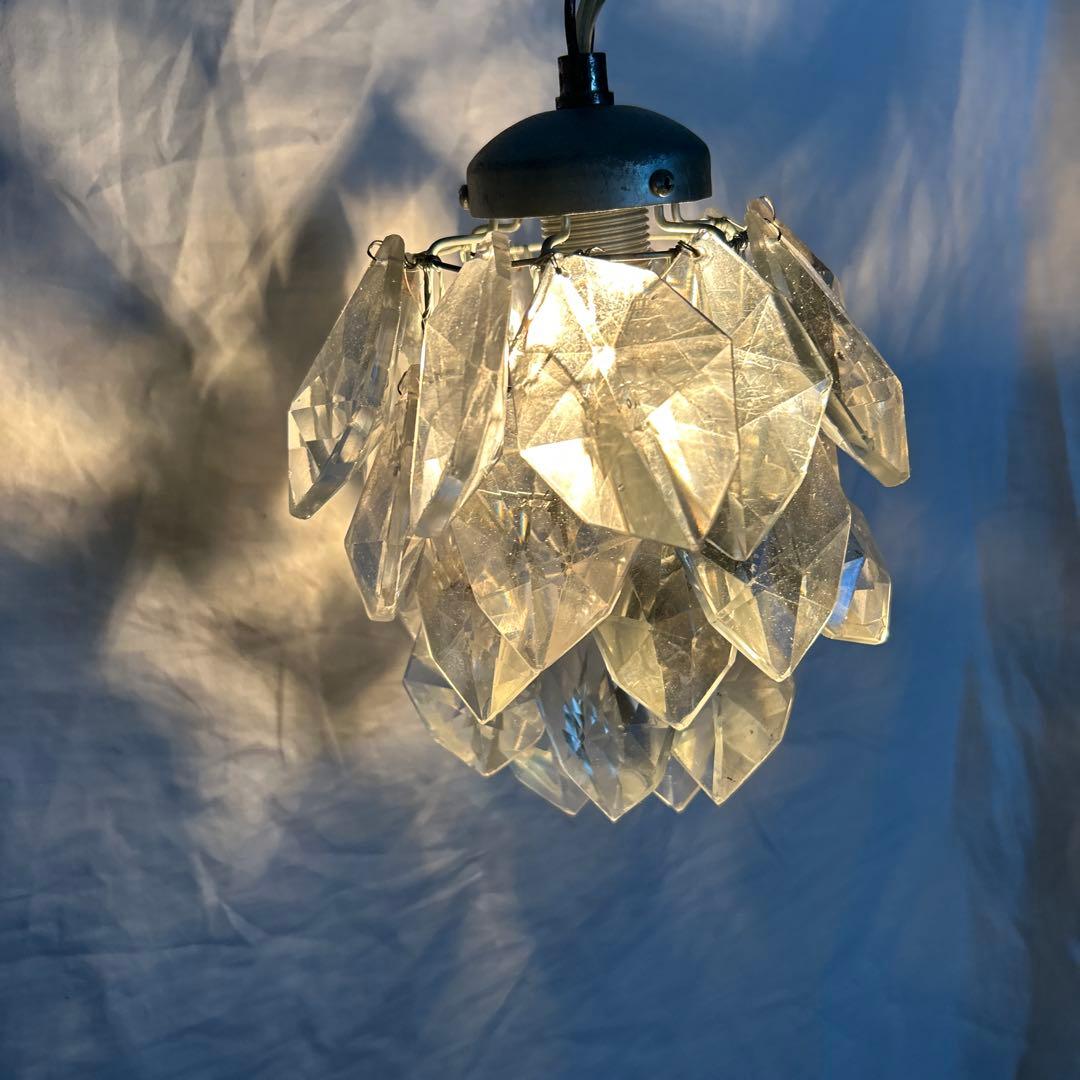 希少　ビィンテージ　ヒマラヤランプ　ガラスパーツ　照明　氷河　気泡　電球付