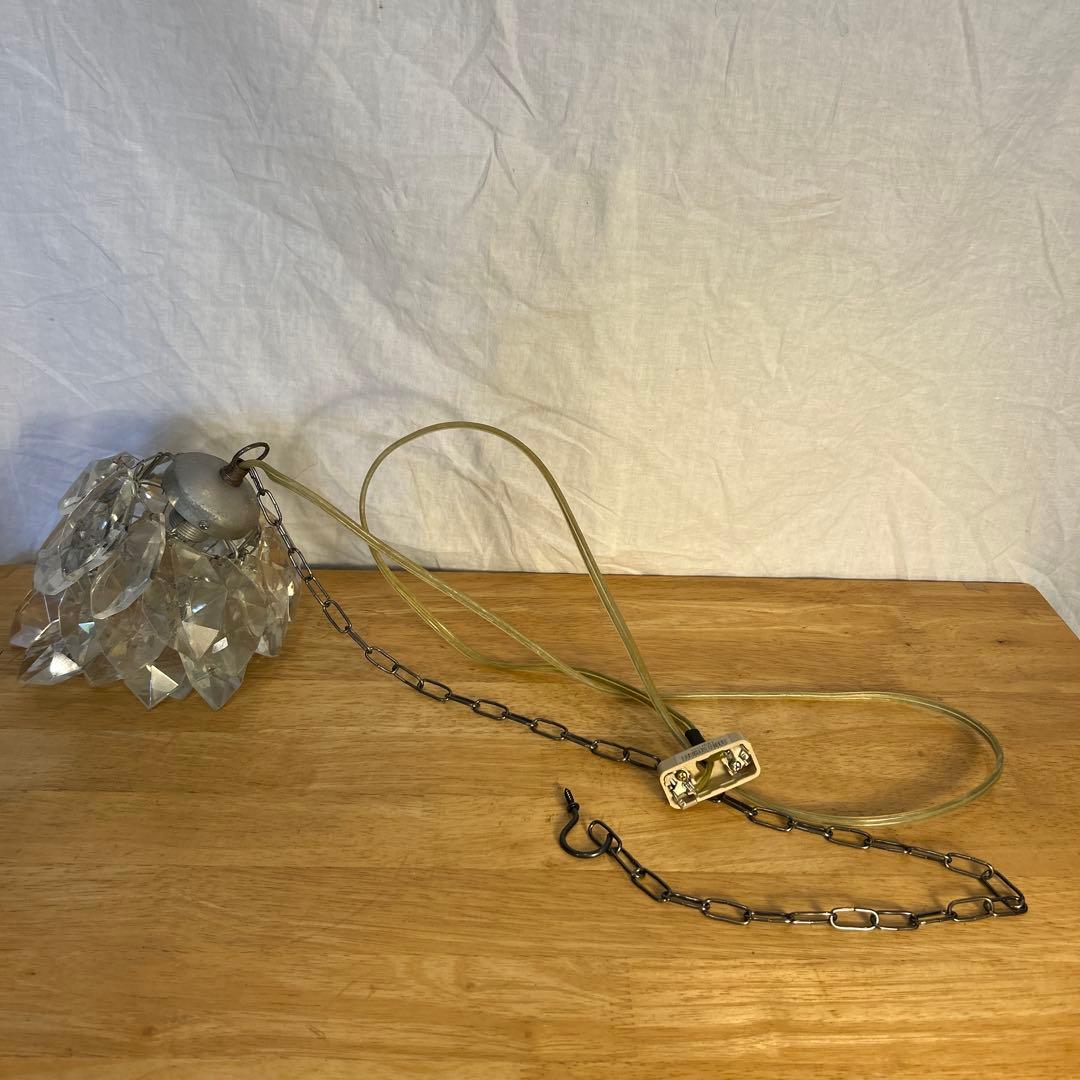 希少　ビィンテージ　ヒマラヤランプ　ガラスパーツ　照明　氷河　気泡　電球付