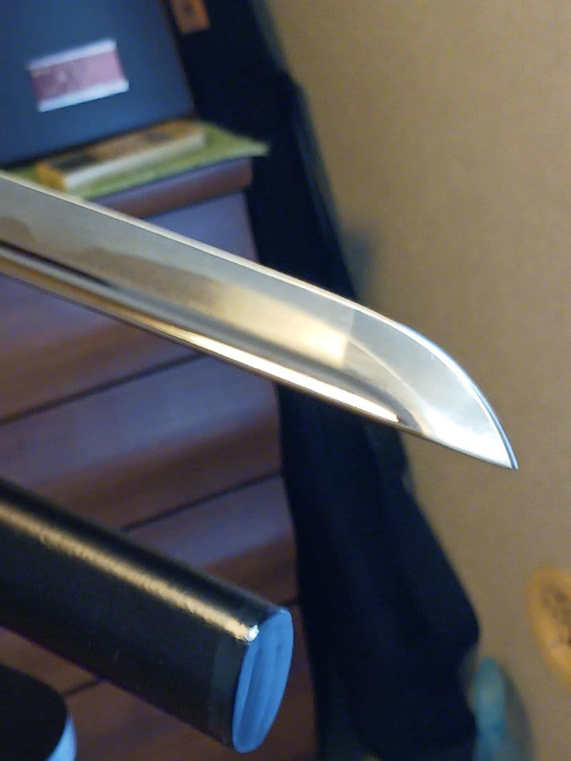 模造刀、新撰組.永倉新八愛刀(播州手柄山氏繁)写し 一貫巻拵、鐔.燻し銀鯉滝登り