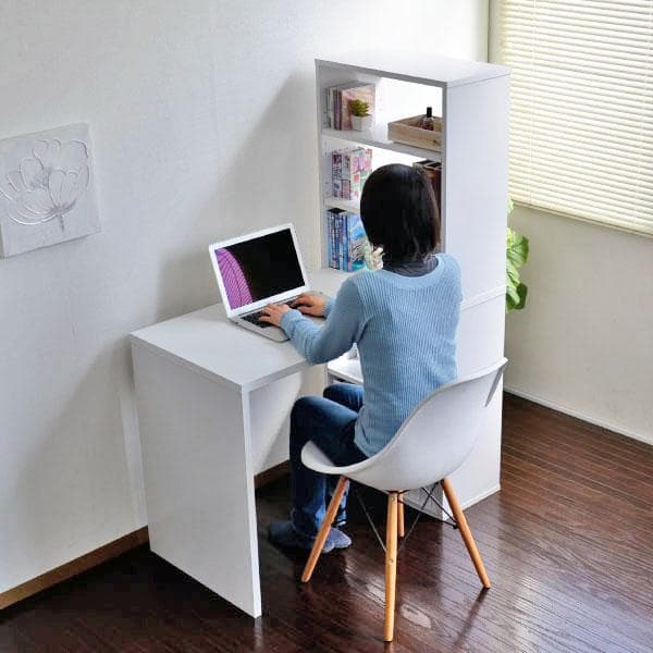 《新品・送料無料》パソコンデスク 書棚付き 105幅 ホワイト L字型 学習机