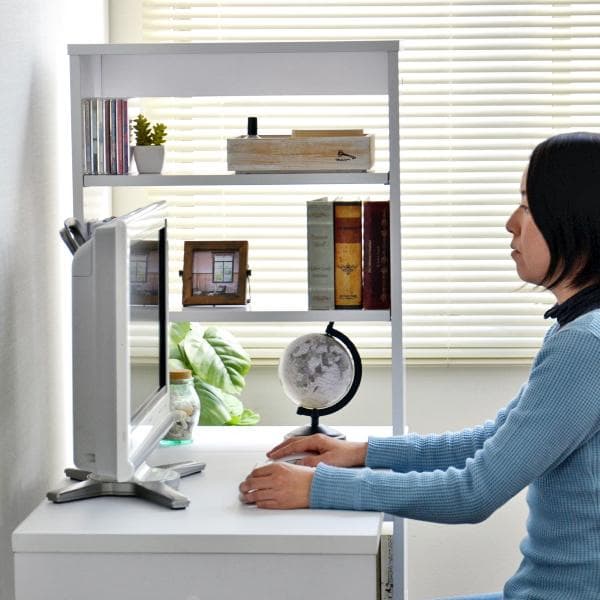 《新品・送料無料》パソコンデスク 書棚付き 105幅 ホワイト L字型 学習机