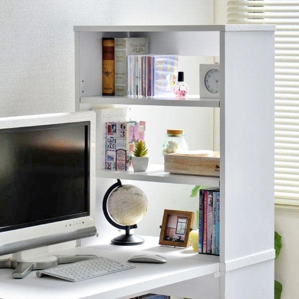 《新品・送料無料》パソコンデスク 書棚付き 105幅 ホワイト L字型 学習机