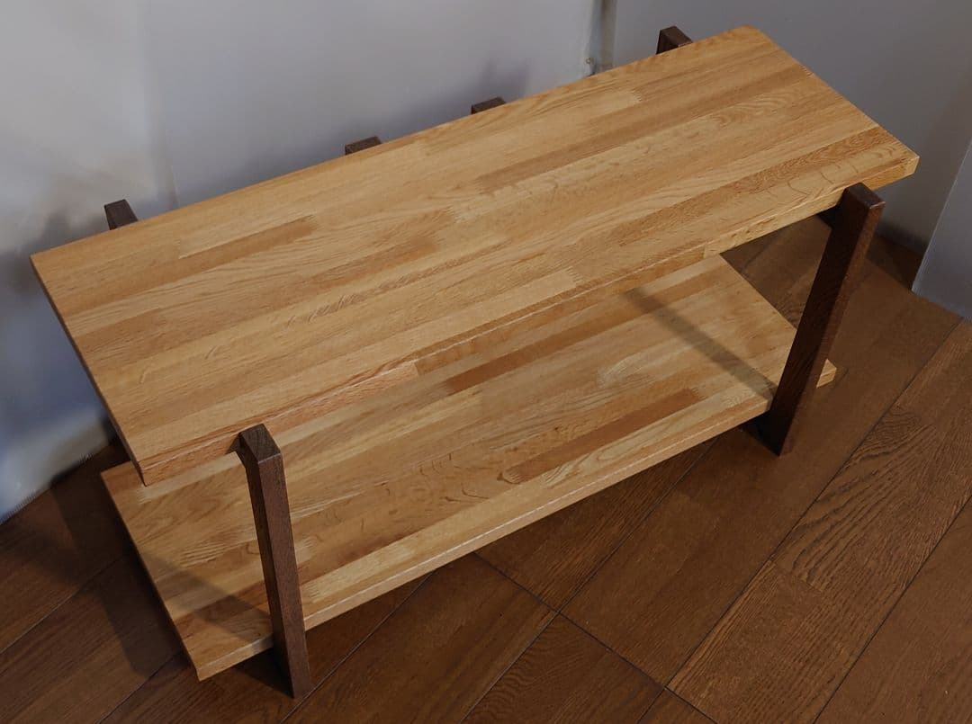 台　飾り棚　棚　オープンシェルフ　天然杢楢無垢材材　自然オイル手塗り塗装１台製作