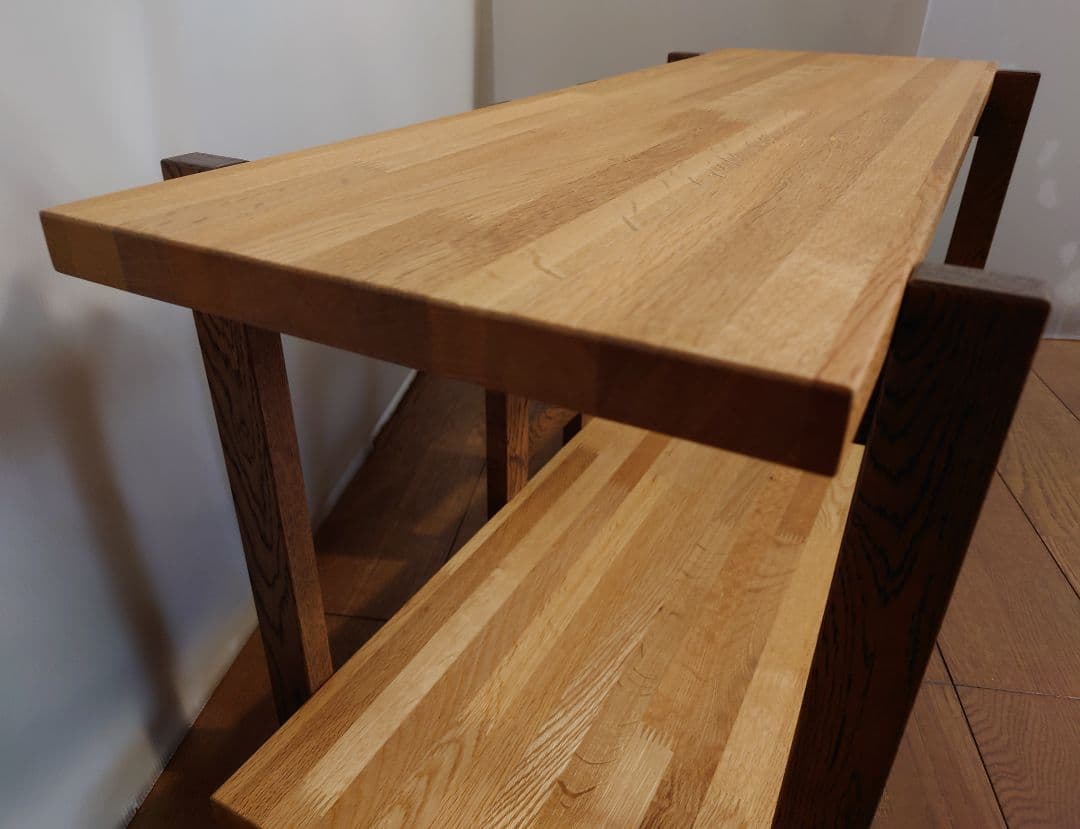 台　飾り棚　棚　オープンシェルフ　天然杢楢無垢材材　自然オイル手塗り塗装１台製作