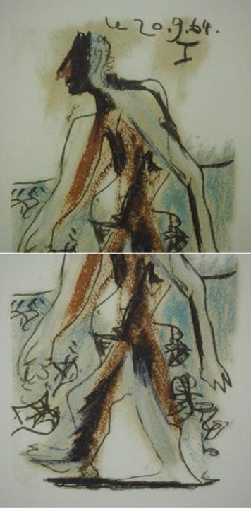 送料無料　ピカソ版画　1964年作品 画寸17×10.5ｃｍ
