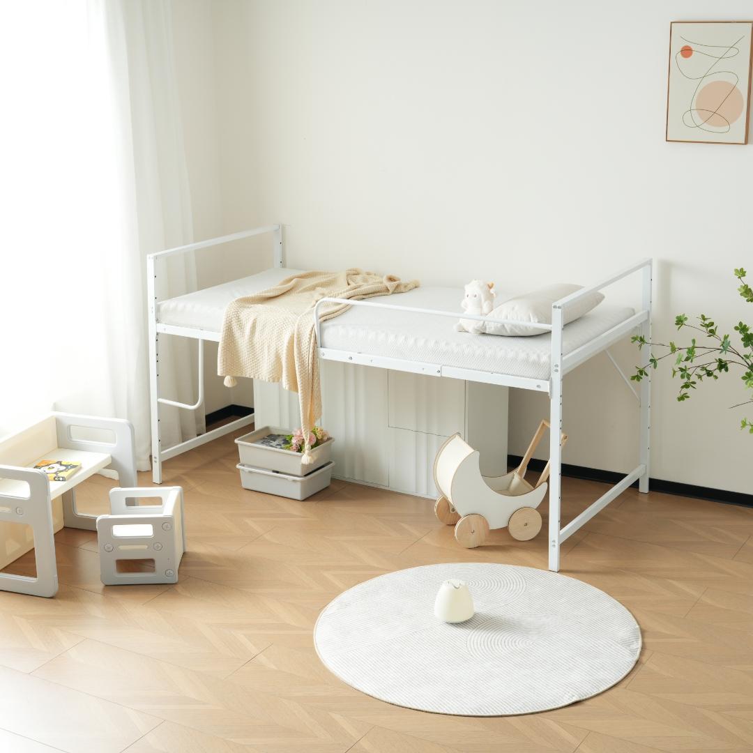 ロフトベッド パイプベッド シングル システムベッド ロータイプWhite