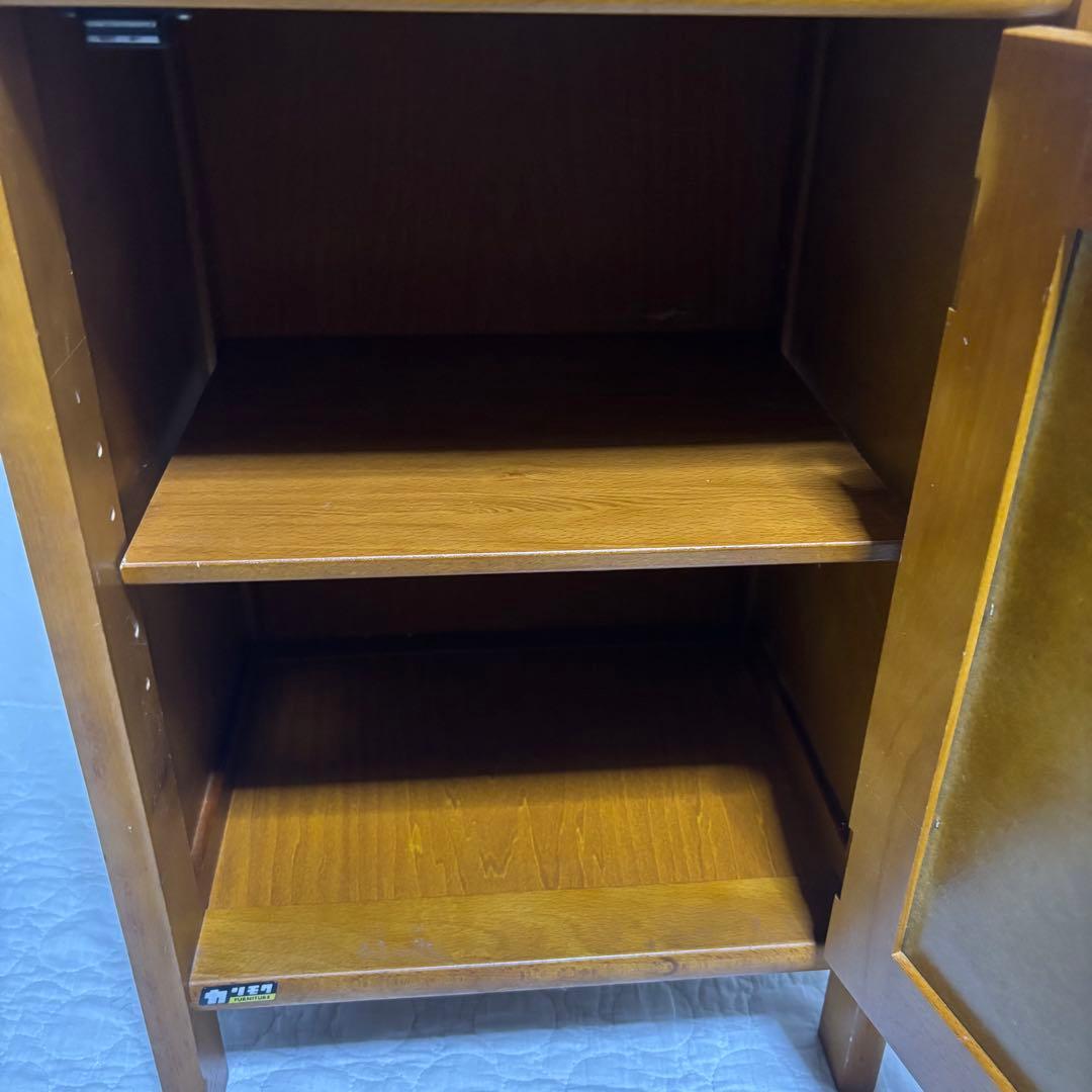 希少　karimoku カリモク オールドカリモク ラタン 籐 ミニキャビネット