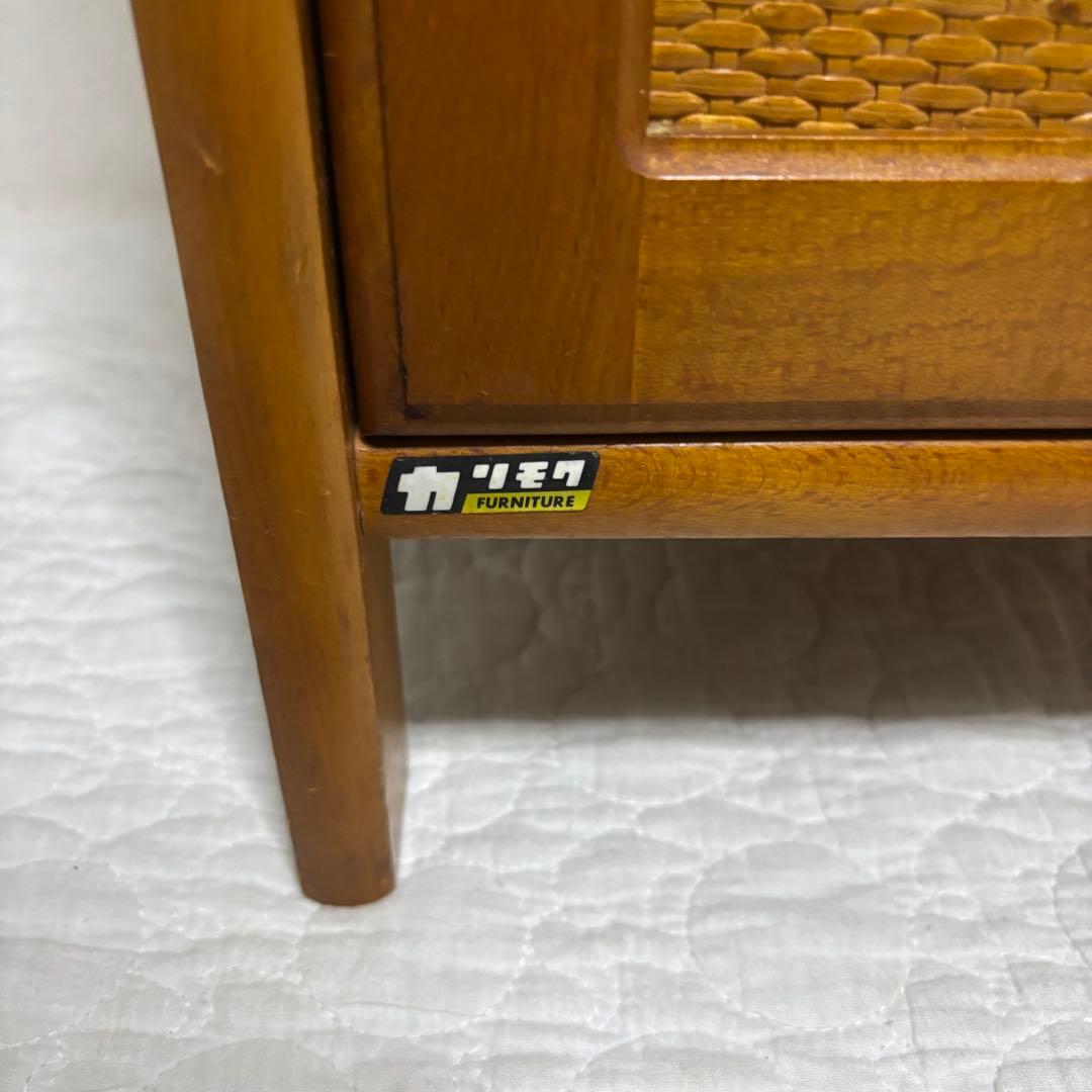 希少　karimoku カリモク オールドカリモク ラタン 籐 ミニキャビネット
