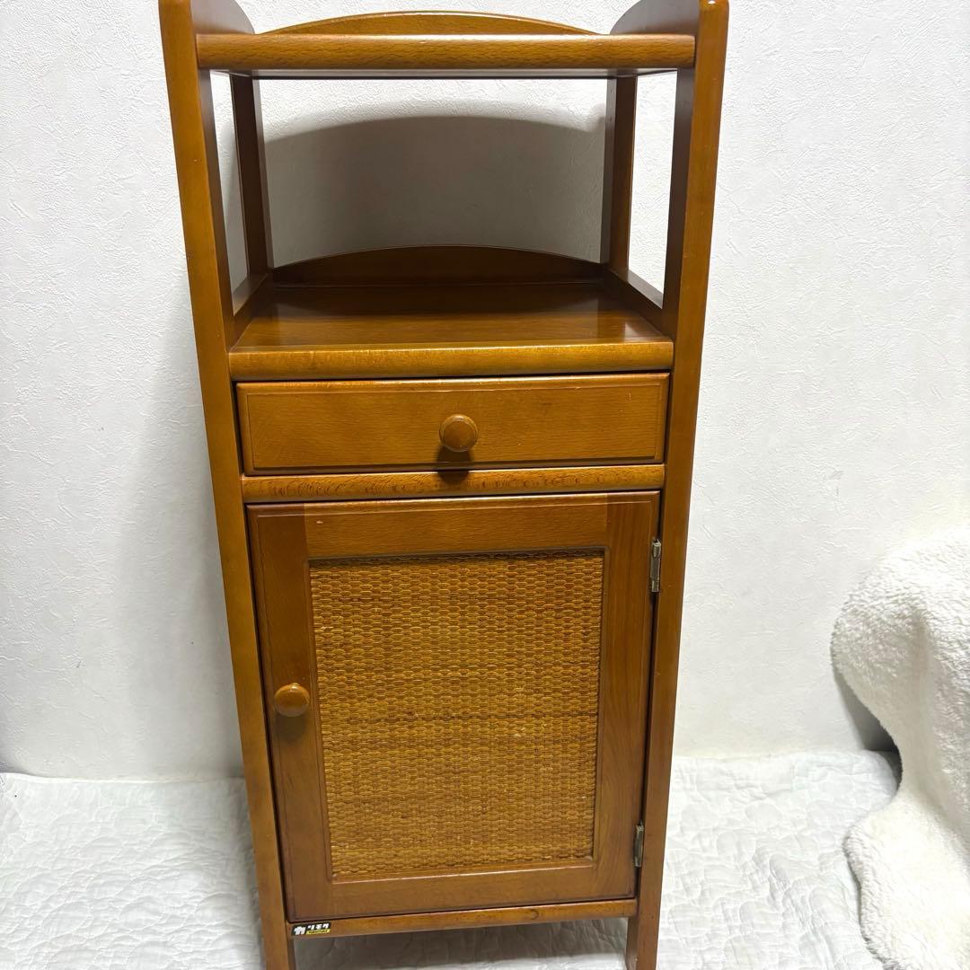希少　karimoku カリモク オールドカリモク ラタン 籐 ミニキャビネット