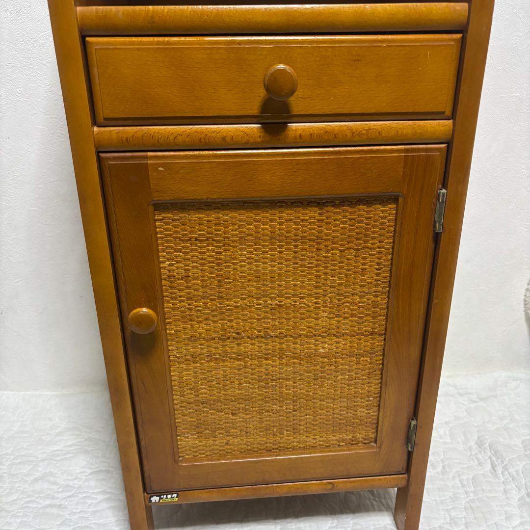 希少　karimoku カリモク オールドカリモク ラタン 籐 ミニキャビネット
